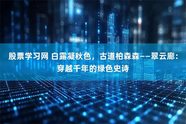 股票学习网 白露凝秋色，古道柏森森——翠云廊：穿越千年的绿色史诗