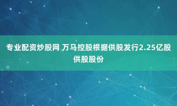 专业配资炒股网 万马控股根据供股发行2.25亿股供股股份